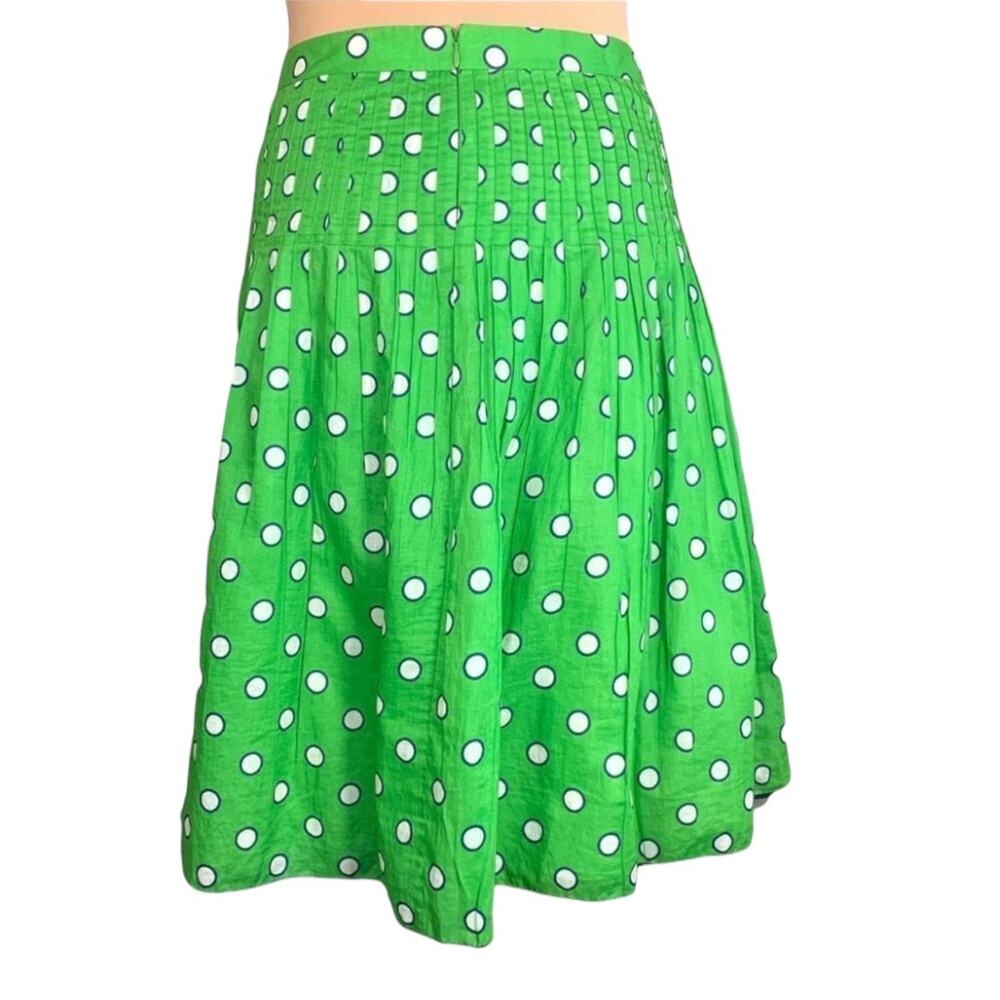 J Crew Green Polka Dot Flowing Midi Skirt Petite Cotton A Line Retro Preppy - Picture 5 of 10